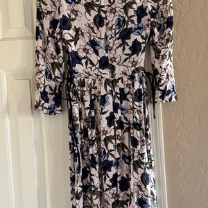 Topshop Pink and Blue Floral midi Dress with small side cut outs with ties